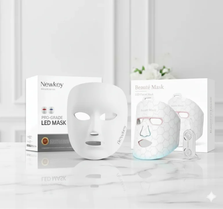 Máscara LED IBORRIA vs NEWKEY comparativa de modelos con sus cajas